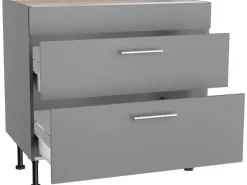 Optifit Küchen-Unterschrank mit 2 Auszügen Mats825 60cmx87cmx58,4cm Basaltgrau< Kochfelder|Küchenschränke