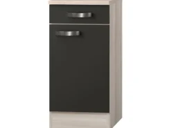 Optifit Küchen-Unterschrank Faro220 40 cm x 84,8 cm x 60 cm Anthrazit-Braun< Küchenschränke