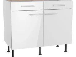 Optifit Küchen-Unterschrank Rurik986 100 cm x 87 cm x 58,4 cm Weiß< Küchenschränke