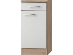 Optifit Küchen-Unterschrank Dakar286 40 cm x 84,8 cm x 60 cm Weiß-Eiche< Küchenschränke