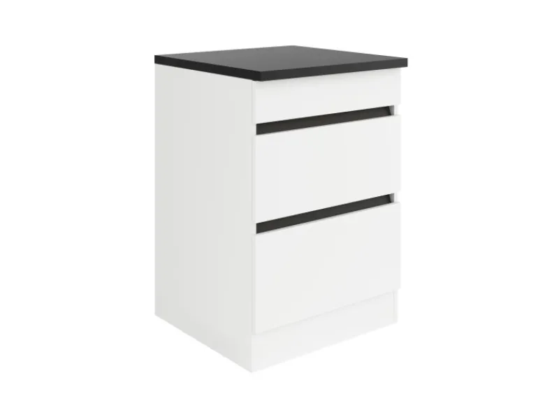 New Optifit Küchen-Unterschrank f. Kochfeld 60 x 88 x 60 cm Luca932 Weiß Anthrazit Weiß-Anthrazit