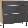 Optifit Kochfelder<Küchen-Unterschrank mit 2 Auszügen Linus984 90 cm Anthrazit-Wildeiche