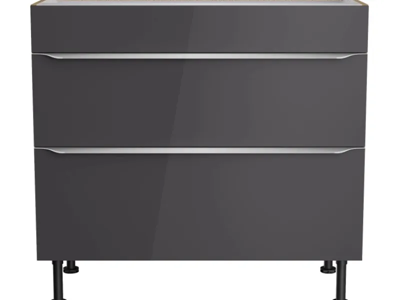 Optifit Kochfelder<Küchen-Unterschrank mit 2 Auszügen Linus984 90 cm Anthrazit-Wildeiche