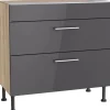 Optifit Kochfelder|Küchenschränke<Küchen-Unterschrank mit 2 Auszügen Jonte984 60 cm Anthrazit-Wildeiche