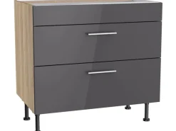 Optifit Kochfelder|Küchenschränke<Küchen-Unterschrank mit 2 Auszügen Jonte984 60 cm Anthrazit-Wildeiche
