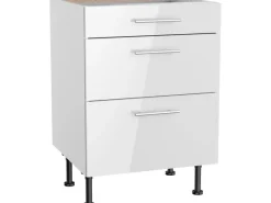 Online Optifit Küchen-Unterschrank mit 3 Auszügen Rurik986 60 cm x 87 cm x 58,4 cm Weiß