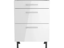 Online Optifit Küchen-Unterschrank mit 3 Auszügen Rurik986 60 cm x 87 cm x 58,4 cm Weiß