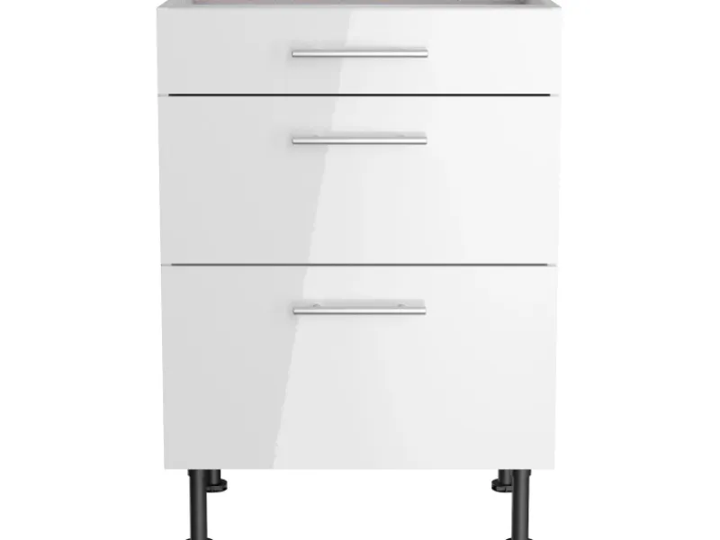 Online Optifit Küchen-Unterschrank mit 3 Auszügen Rurik986 60 cm x 87 cm x 58,4 cm Weiß