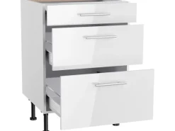 Online Optifit Küchen-Unterschrank mit 3 Auszügen Rurik986 60 cm x 87 cm x 58,4 cm Weiß
