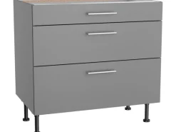 Best Optifit Küchen-Unterschrank mit 3 Auszügen Mats825 90cmx87cmx58,4cm Basaltgrau