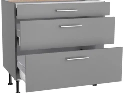 Best Optifit Küchen-Unterschrank mit 3 Auszügen Mats825 90cmx87cmx58,4cm Basaltgrau