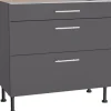 Optifit Küchen-Unterschrank mit 3 Auszügen Ingvar420 90 cm Anthrazit Matt< Küchenschränke