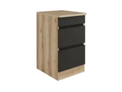 Optifit Küchen-Unterschrank mit Auszügen 50x88x60cm Noah420 Anthra. WildEiche NB< Küchenschränke