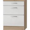 Optifit Küchen-Unterschrank mit 3 Auszügen Dakar286 60x84,8x60cm Weiß-Eiche< Küchenschränke
