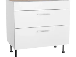 Optifit Kochfelder<Küchen-Unterschrank mit 2 Auszügen Bengt932 90 cm x 87 cm x 58,4 cm Weiß
