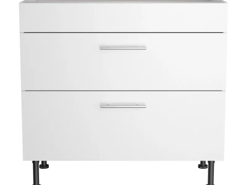 Optifit Kochfelder<Küchen-Unterschrank mit 2 Auszügen Bengt932 90 cm x 87 cm x 58,4 cm Weiß