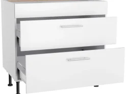 Optifit Kochfelder<Küchen-Unterschrank mit 2 Auszügen Bengt932 90 cm x 87 cm x 58,4 cm Weiß