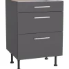 Outlet Optifit Küchen-Unterschrank mit 3 Auszügen Ingvar420 60 cm Anthrazit Matt