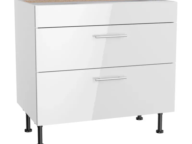 Online Optifit Küchen-Unterschrank mit 2 Auszügen Rurik986 90 cm x 87 cm x 58,4 cm Weiß