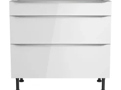 Optifit Küchen-Unterschrank mit 3 Auszügen Arvid986 90 cm x 87 cm x 58,4 cm Weiß< Küchenschränke