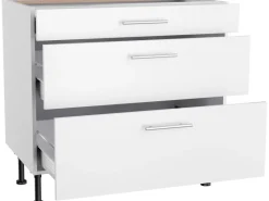 Online Optifit Küchen-Unterschrank mit 3 Auszügen Bengt932 90 cm x 87 cm x 58,4 cm Weiß