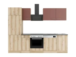Optifit Kochfelder|Kühlschränke<Küchenzeile KPBL 2702OE-9+ o. E-Geräte Rostrot/Wildeiche Nachb. 270 cm