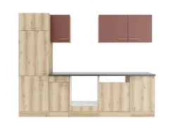 Optifit Kochfelder|Kühlschränke<Küchenzeile KPBL 2702OE-9+ o. E-Geräte Rostrot/Wildeiche Nachb. 270 cm