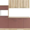Optifit Pantryküchen|Einbauküchen<Küchenzeile KPLB 2181OE-9+ o. E-Geräte Wildeiche Nachb./Rostrot 210cm