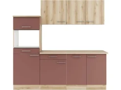 Optifit Pantryküchen|Einbauküchen<Küchenzeile KPLB 2181OE-9+ o. E-Geräte Wildeiche Nachb./Rostrot 210cm