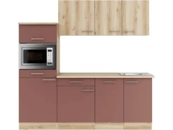 Optifit Pantryküchen|Einbauküchen<Küchenzeile KPLB 2181OE-9+ o. E-Geräte Wildeiche Nachb./Rostrot 210cm