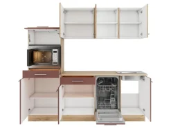 Optifit Pantryküchen|Einbauküchen<Küchenzeile KPLB 2181OE-9+ o. E-Geräte Wildeiche Nachb./Rostrot 210cm