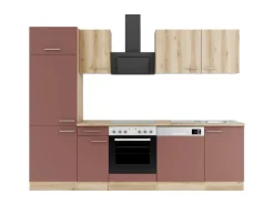 Optifit Küchenzeile KPLB 2702OE-9+ o. E-Geräte Wildeiche Nachb./Rostrot 270 cm< Kochfelder|Einbauküchen