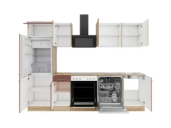 Optifit Küchenzeile KPLB 2702OE-9+ o. E-Geräte Wildeiche Nachb./Rostrot 270 cm< Kochfelder|Einbauküchen
