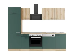 Optifit Küchenzeile KPLS 2702-9+ Liv.290/Sav.405 Wildeiche Nb./Steingrün 270cm< Winkelküchen