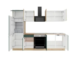 Sale Optifit Küchenzeile KPLS 2711-9+ Liv.290/Sav.405 Wildeiche Nb./Steingrün 270cm
