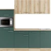 Optifit Küchenzeile KPLS 2181OE-9+ Li/Sav o. E-Ger. Wildeiche Nb./Steingr. 210cm< Kochfelder|Kühlschränke