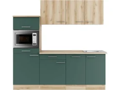 Optifit Küchenzeile KPLS 2181OE-9+ Li/Sav o. E-Ger. Wildeiche Nb./Steingr. 210cm< Kochfelder|Kühlschränke