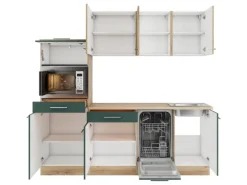 Optifit Küchenzeile KPLS 2181OE-9+ Li/Sav o. E-Ger. Wildeiche Nb./Steingr. 210cm< Kochfelder|Kühlschränke