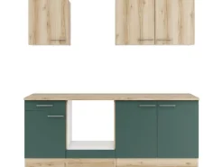 Hot Optifit Küchenzeile KPLS 2136OE-9+ Li/Sav o. E-Ger. Wildeiche Nb./Steingr. 210cm