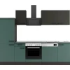 Optifit Kühlschränke|Winkelküchen<Küchenzeile KPMV 2742-9+ Madrid420/Verona405 Anthrazit/ Steingrün 270 cm