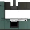 Outlet Optifit Küchenzeile KPMV 2702-9+ Madrid420/Verona405 Anthrazit/ Steingrün 270 cm