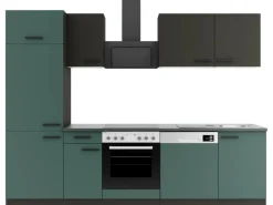 Outlet Optifit Küchenzeile KPMV 2702-9+ Madrid420/Verona405 Anthrazit/ Steingrün 270 cm