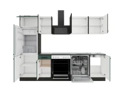 Outlet Optifit Küchenzeile KPMV 2702-9+ Madrid420/Verona405 Anthrazit/ Steingrün 270 cm