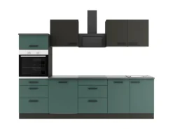 Online Optifit Küchenzeile KPMV 2789-9+ Madrid420/Verona405 Anthrazit/ Steingrün 270 cm