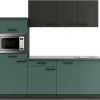 Optifit Küchenzeile KPMV 2181OE-9+ o. E-Geräte Anthrazit/Steingrün 210cm< Kochfelder