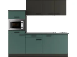 Optifit Küchenzeile KPMV 2181OE-9+ o. E-Geräte Anthrazit/Steingrün 210cm< Kochfelder
