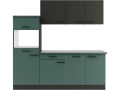 Optifit Küchenzeile KPMV 2181OE-9+ o. E-Geräte Anthrazit/Steingrün 210cm< Kochfelder