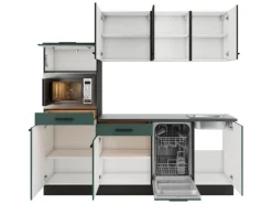 Optifit Küchenzeile KPMV 2181OE-9+ o. E-Geräte Anthrazit/Steingrün 210cm< Kochfelder