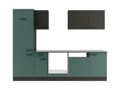 Optifit Kühlschränke|Küchenschränke<Küchenzeile KPMV 2702OE-9+ o. E-Geräte Anthrazit/Steingrün 270 cm