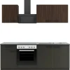 Optifit Kochfelder<Küchenzeile KPRM 2136OE-9+ Rim/Madr o. E-Ger. Rillen Nussb./Anthr. 210cm
